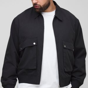 Plus Boxy Technical Utility Cargo Pocket Harrington Jacket