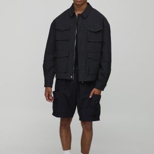 Oversized Check Ripstop Cargo Overshirt