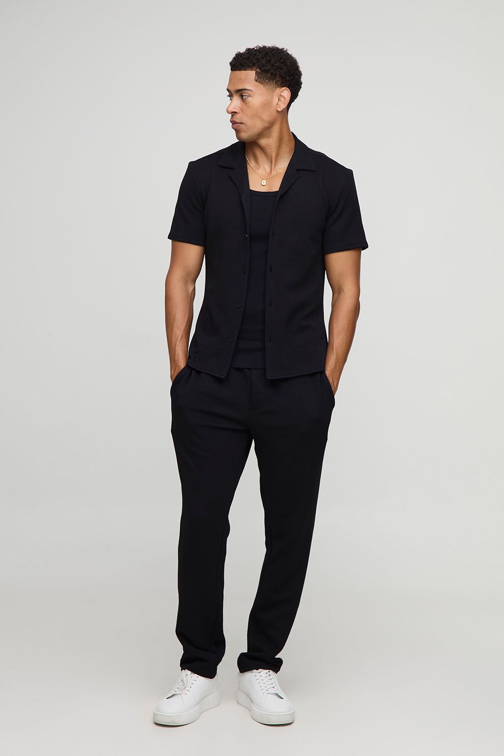 Slim Fit Geo Jacquard Shirt & Tapered Trouser Set