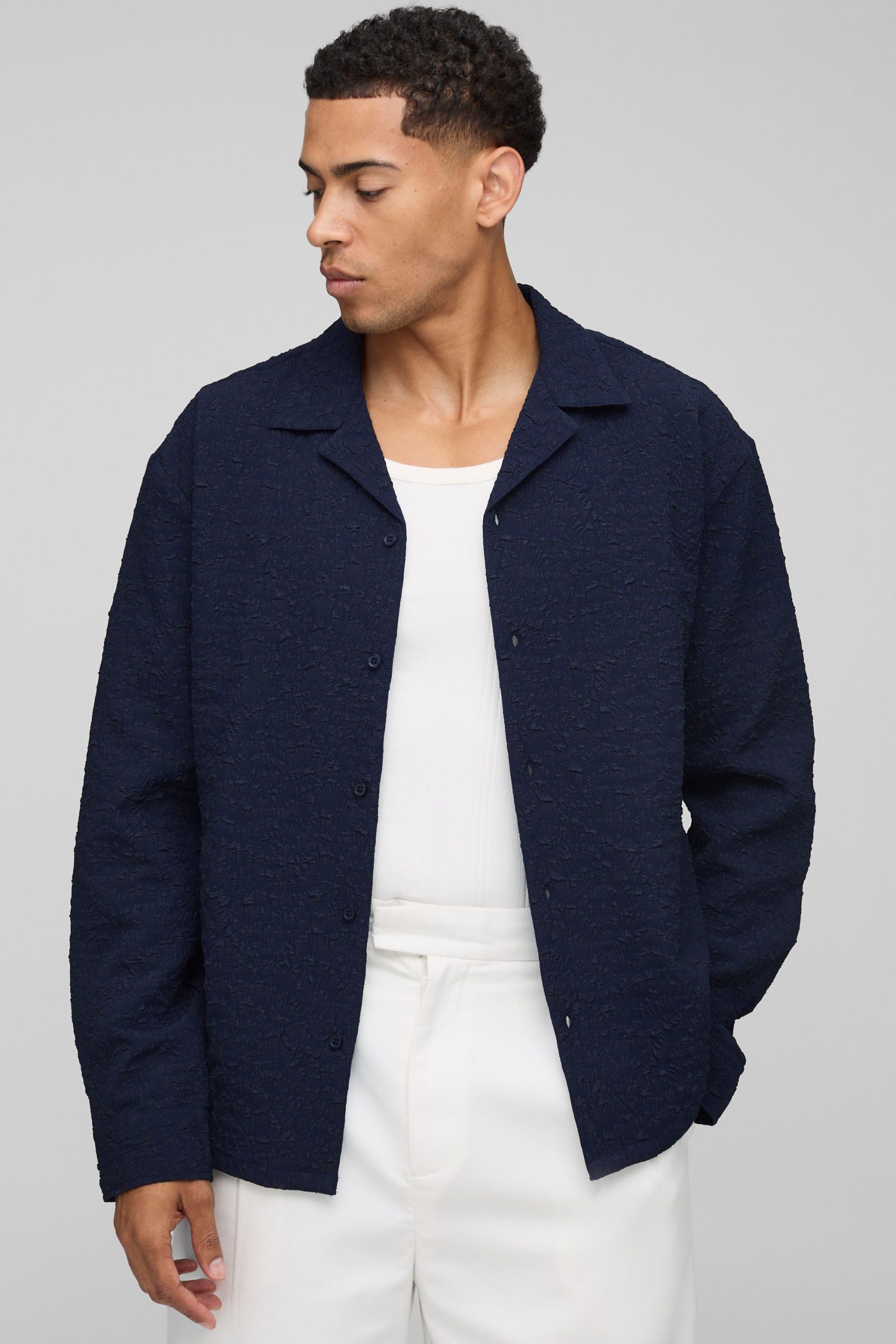 Oversized Stretch Crinkle Shirt