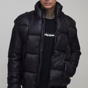 Tall High Shine Weft Oversized Funnel Neck Puffer Jacket