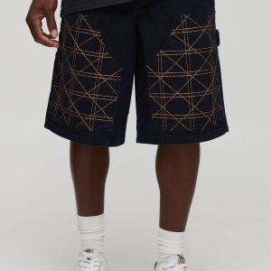 Regular Fit Carpenter Contrast Stitch Denim Jorts