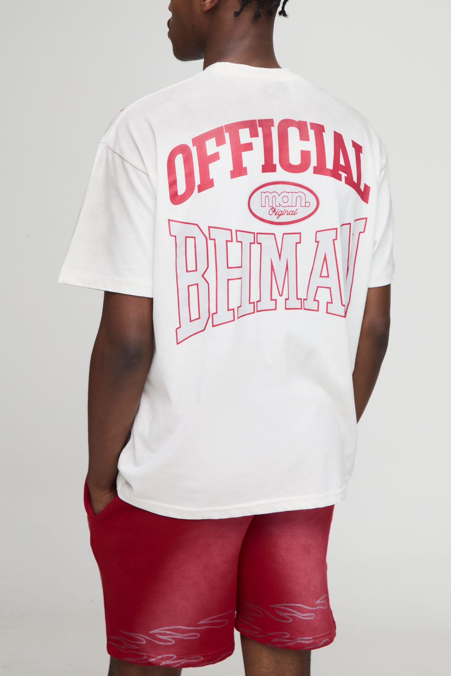 Red Oversized Spray Wash T-Shirt And Relaxed Jersey Shorts