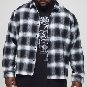 Plus Brushed Check Badge Detail Carpenter Overshirt