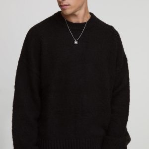 Boxy Fit Brushed Extended Neck Knitted Jumper