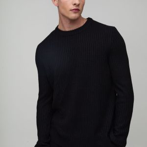 Regular Fit Ribbed Knitted Jumper
