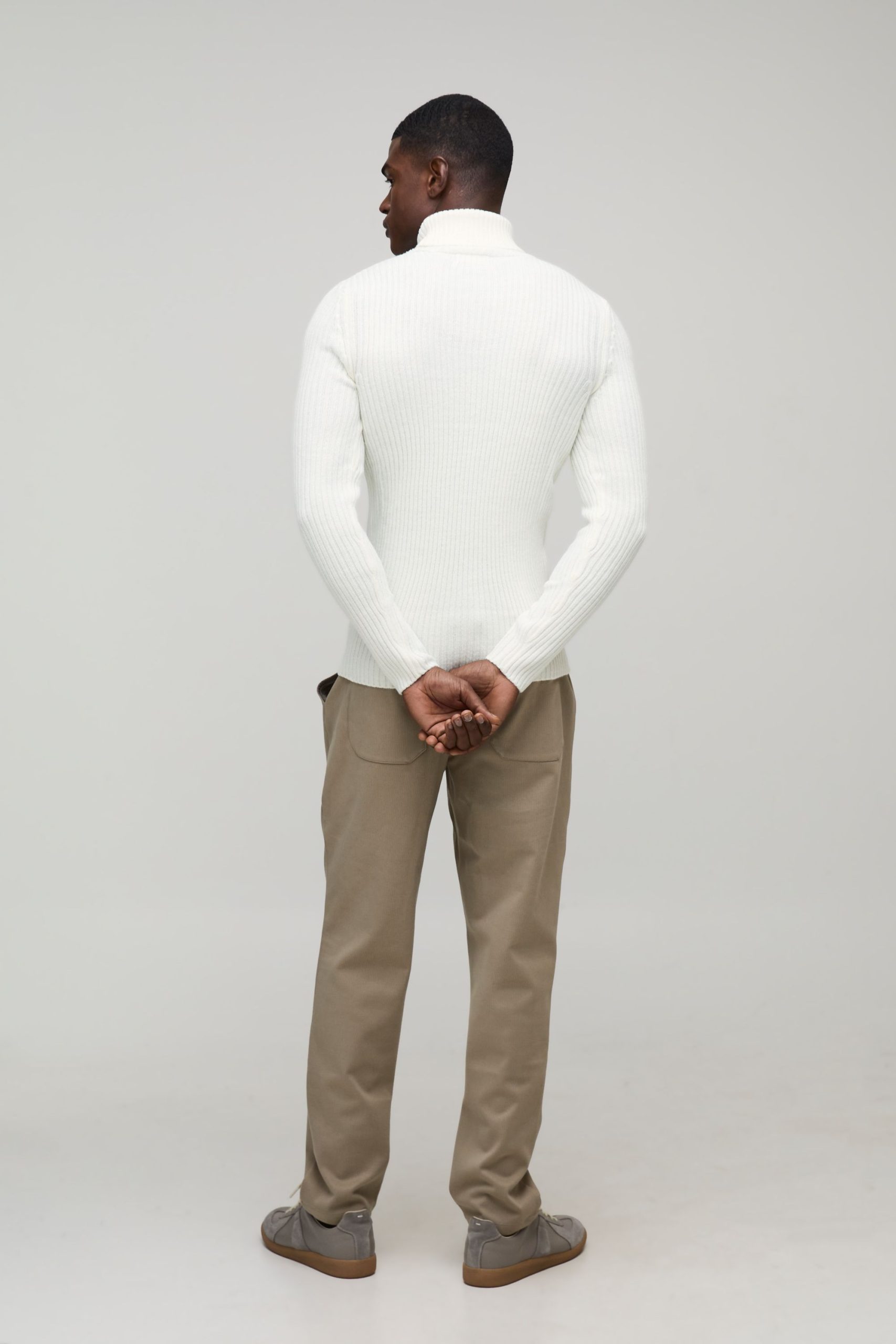 Muscle Fit Ribbed Roll Neck Knitted Jumper - Image 2