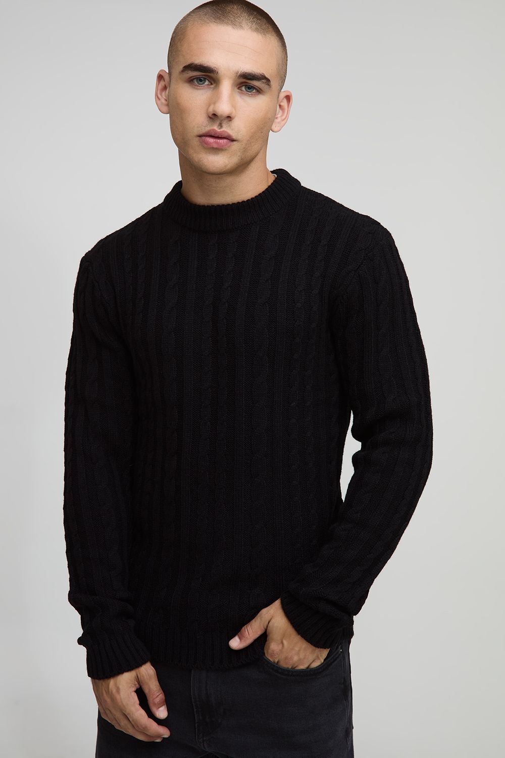 Muscle Fit Cable Knitted Jumper