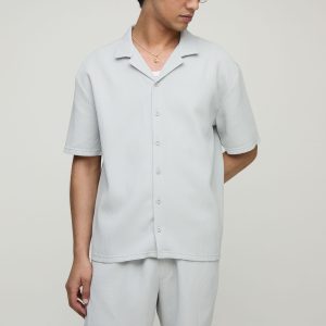 Oversized Short Sleeve Pleated Shirt And Short Set
