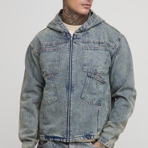 Tall Boxy Oversized Fit Tinted Denim Hoodie