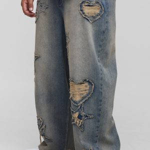 Plus Applique Tinted Relaxed Fit Jeans