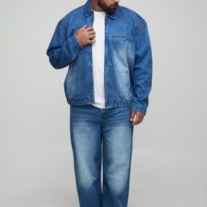 Plus Oversized Zip Up Denim Overshirt