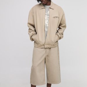 Tall Oversized Boxy Washed Zip Up Denim Overshirt