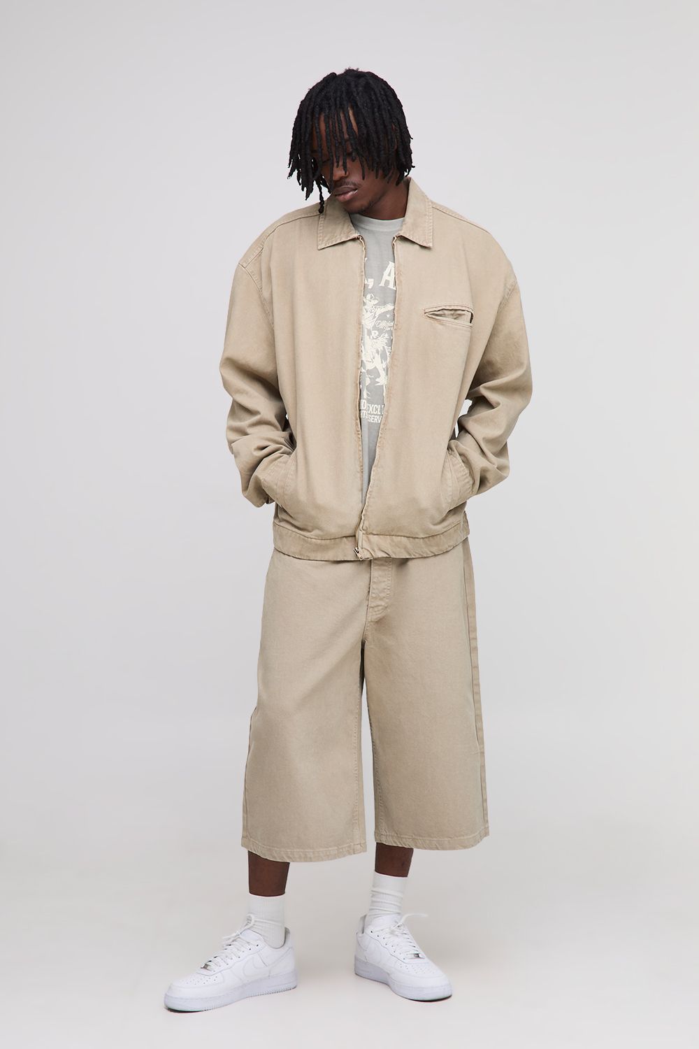 Tall Oversized Boxy Washed Zip Up Denim Overshirt