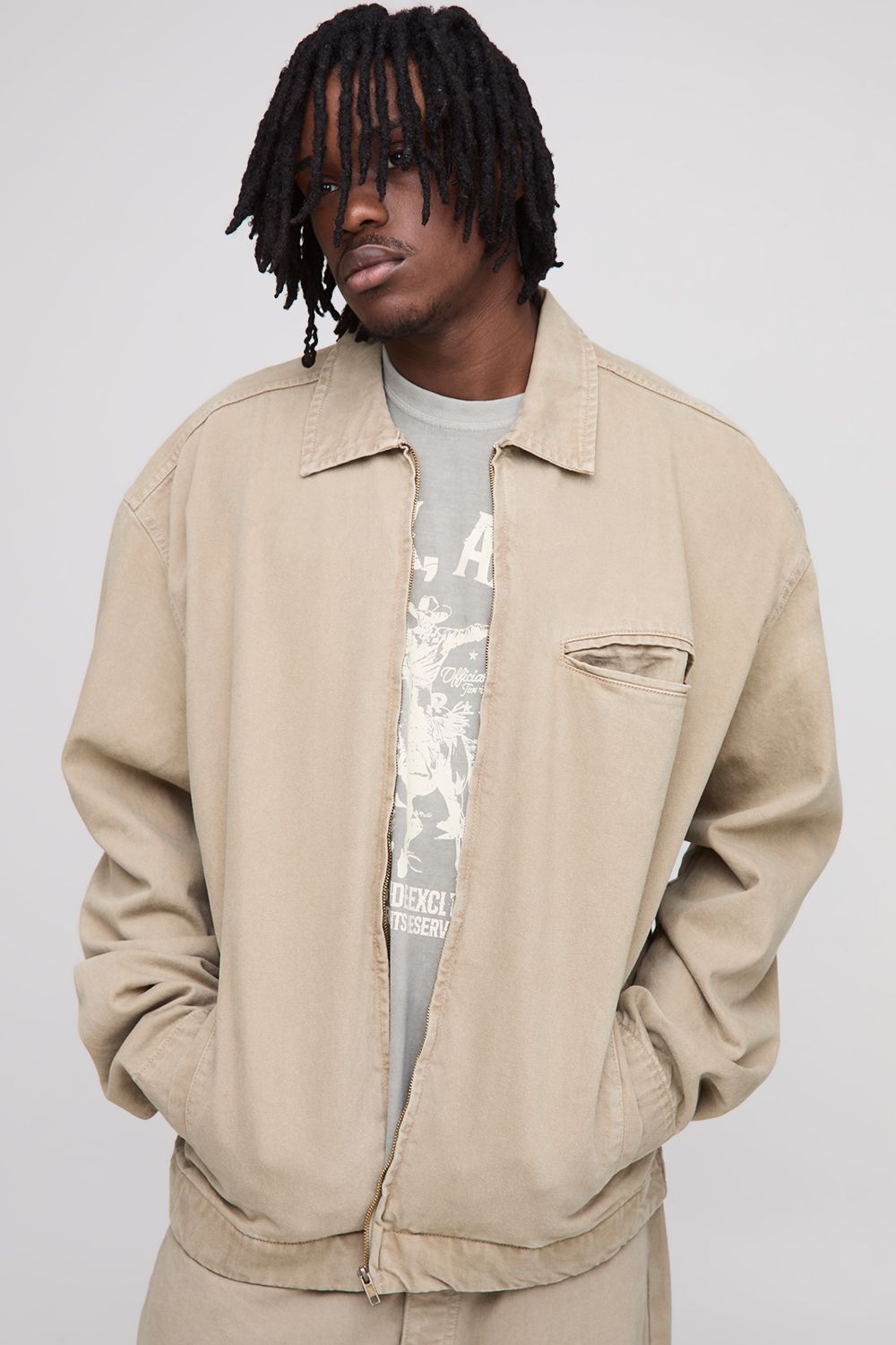 Tall Oversized Boxy Washed Zip Up Denim Overshirt - Image 4
