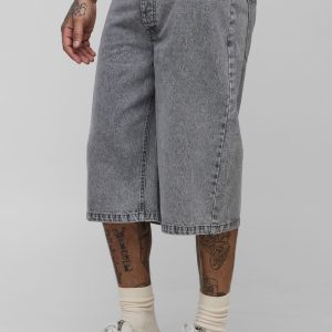 Tall Acid Wash Longline Jorts
