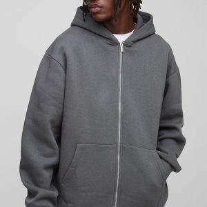 Tall Basic Oversized Zip Through Hoodie