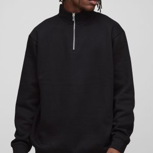 Tall Basic Oversized Quarter Zip Funnel Neck Sweatshirt