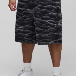 Plus Parachute Crinkle Washed Denim Shorts