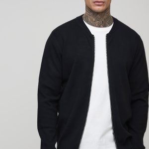 Tall Basic Regular Fit Knitted Bomber Jacket