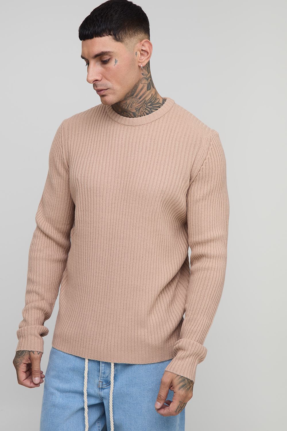 Tall Basic Regular Fit Ribbed Knitted Jumper