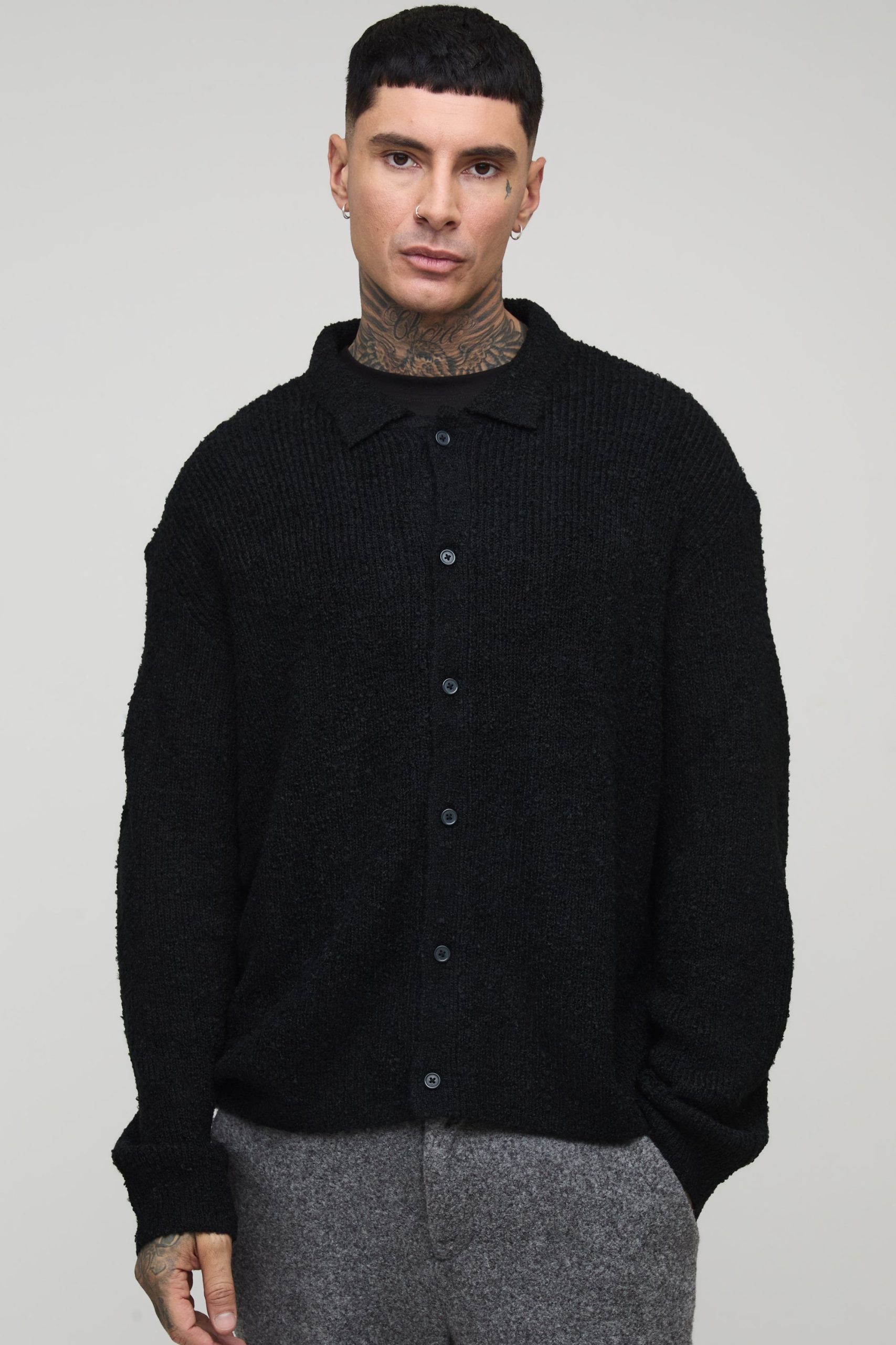 Tall Basic Boxy Brushed Knitted Shirt