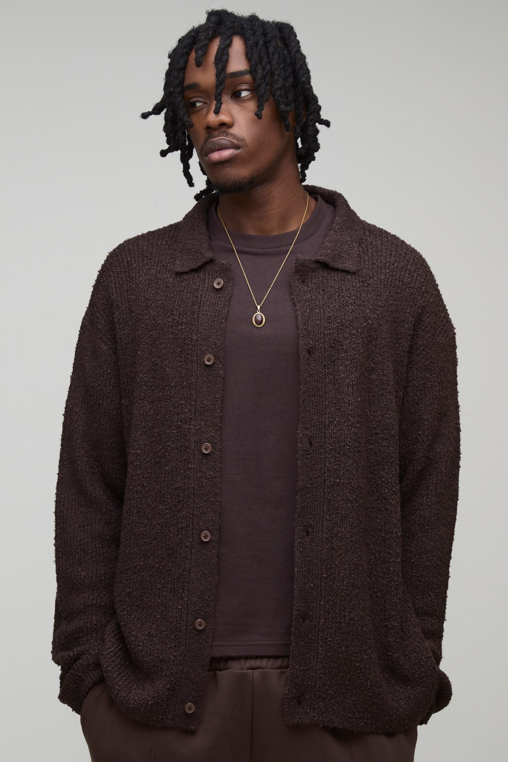 Tall Basic Boxy Brushed Knitted Shirt