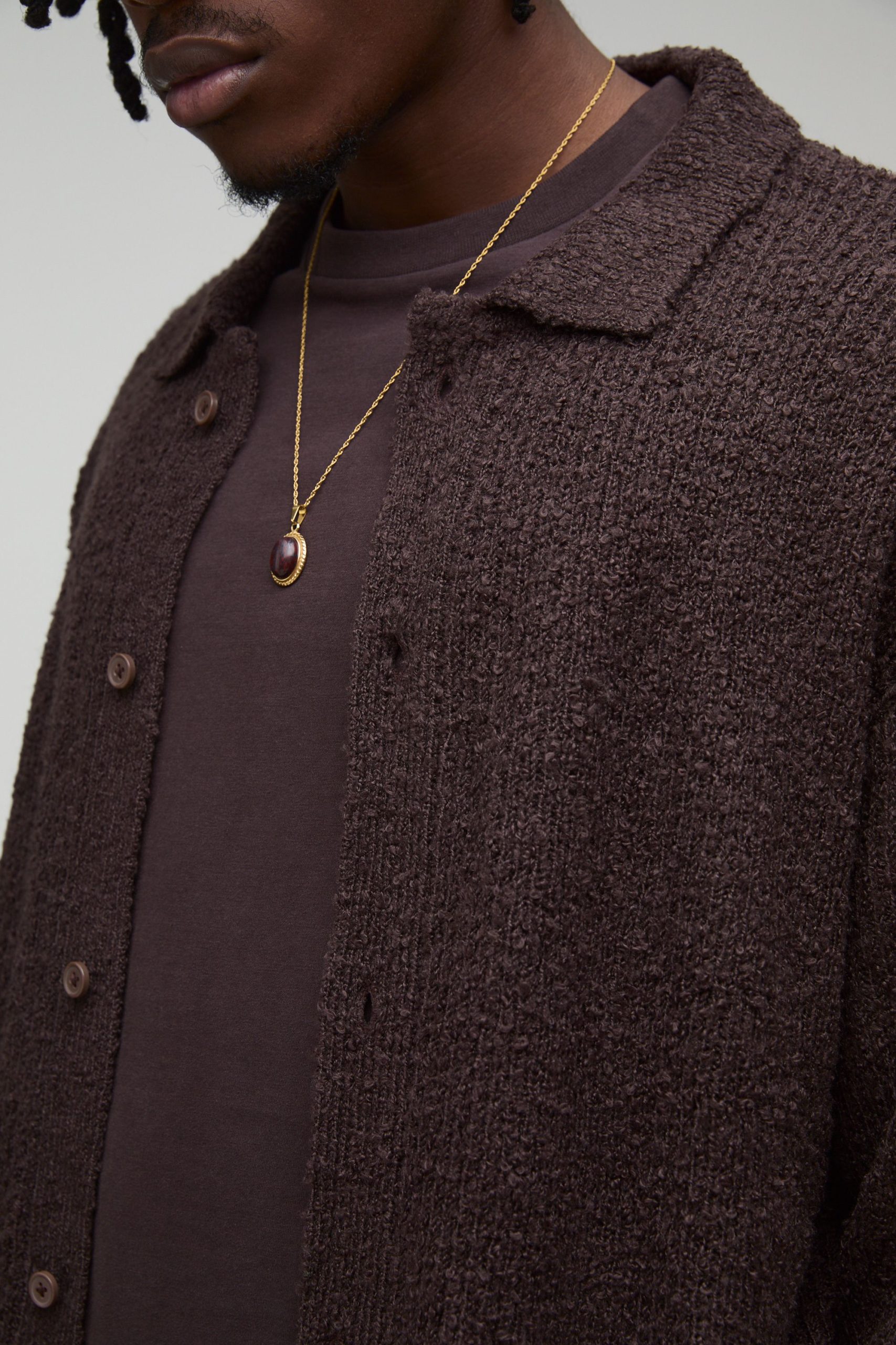 Tall Basic Boxy Brushed Knitted Shirt - Image 3