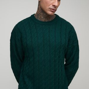 Tall Basic Boxy Fit Cable Knitted Jumper