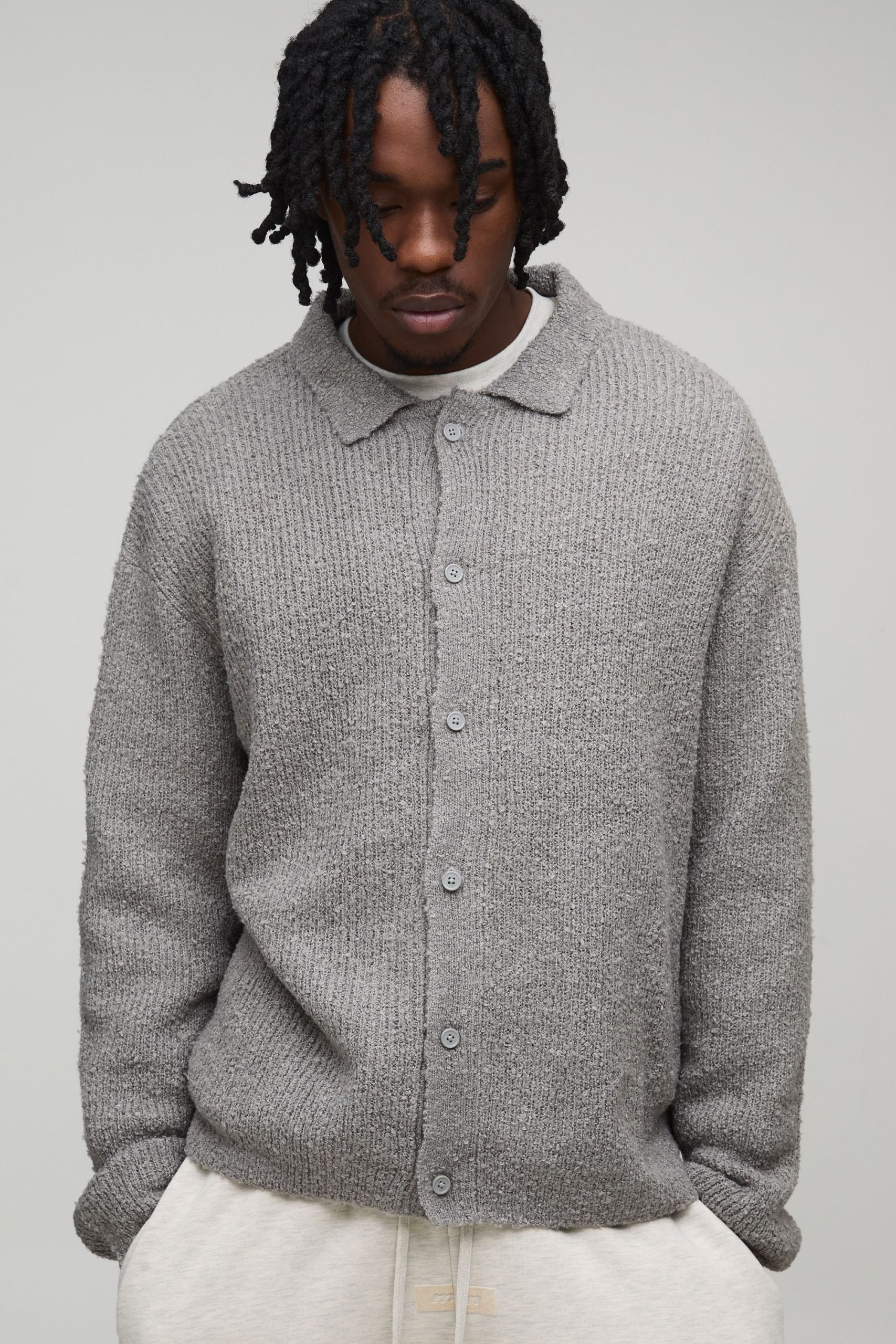 Tall Basic Boxy Brushed Knitted Shirt
