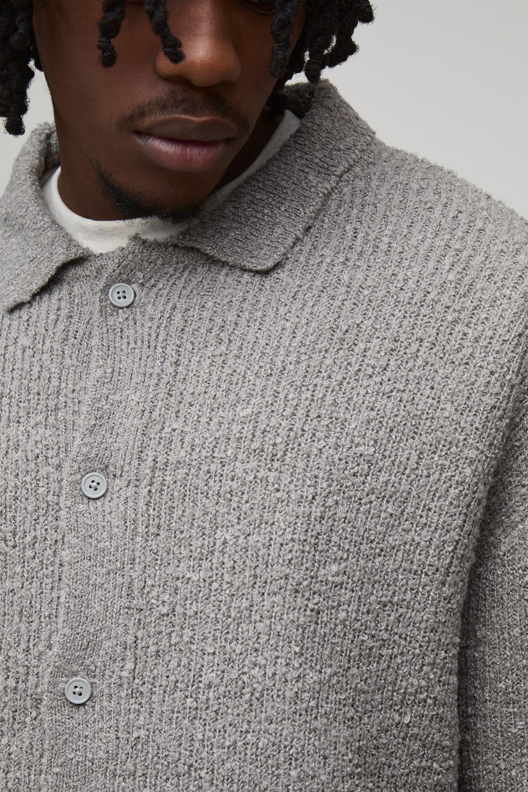 Tall Basic Boxy Brushed Knitted Shirt - Image 3