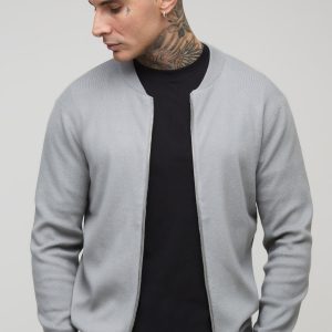 Tall Basic Regular Fit Knitted Bomber Jacket
