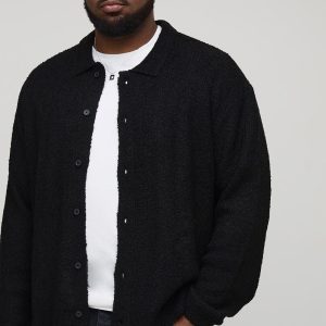 Plus Basic Boxy Brushed Knitted Shirt