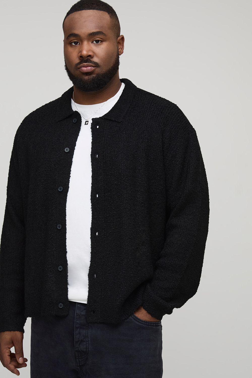 Plus Basic Boxy Brushed Knitted Shirt