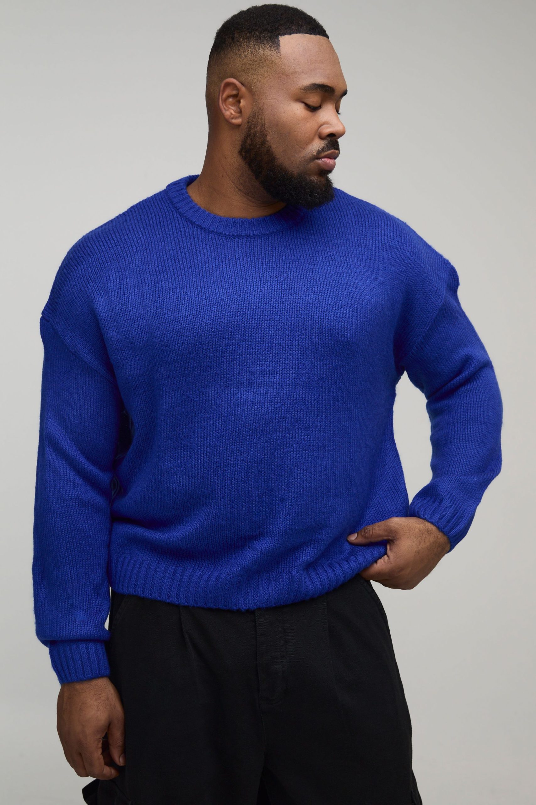 Plus Basic Boxy Fit Brushed Knitted Jumper
