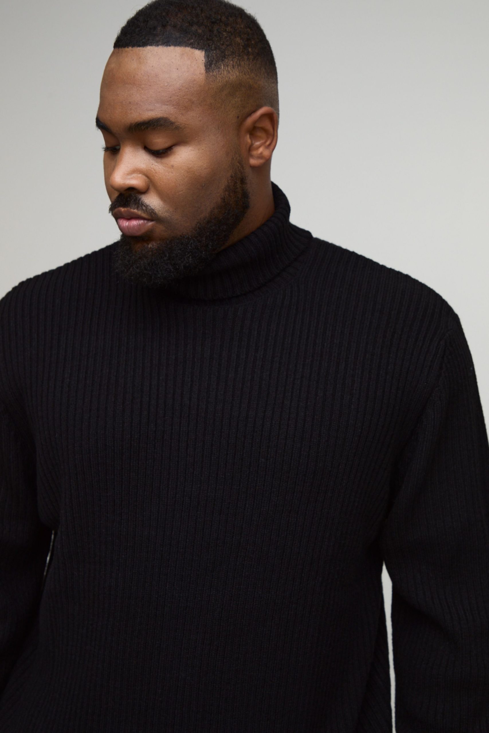 Plus Basic Regular Fit Ribbed Roll Neck Jumper - Image 3