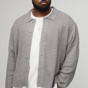 Plus Basic Boxy Brushed Knitted Shirt