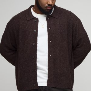 Plus Basic Boxy Brushed Knitted Shirt
