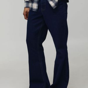 Pocket Embroidery Rigid Flared Jeans