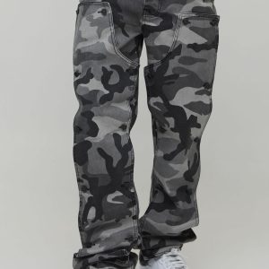 Camo Removable Carpenter Panel Extreme Stacked Straight Fit Jeans
