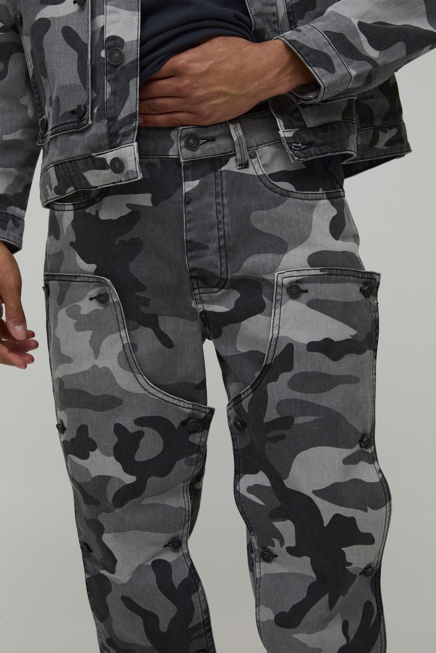 Camo Removable Carpenter Panel Extreme Stacked Straight Fit Jeans - Image 3