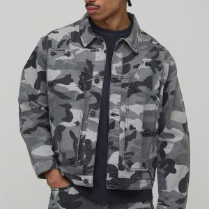 Camo Removable Carpenter Panel Regular Fit Denim Jacket