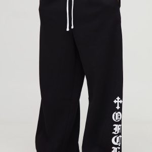 Gothic Graphic Puff Print Extended Drawcord Wide Leg Joggers