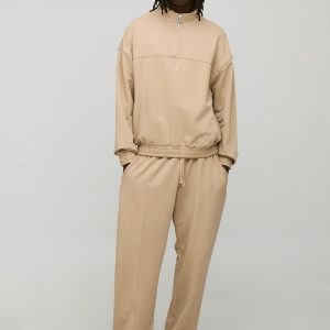 Oversized Boxy Loopback MAN Script Funnel Neck Sweatshirt Tracksuit