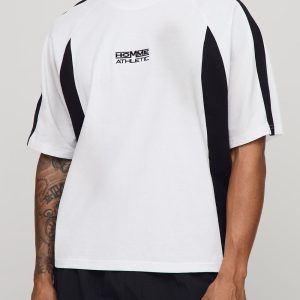 Oversized Boxy Man Washed Panelled T-Shirt