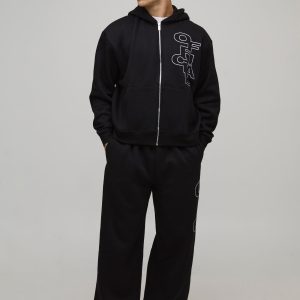 Oversized Boxy Official Outline Zip Through Hooded Tracksuit