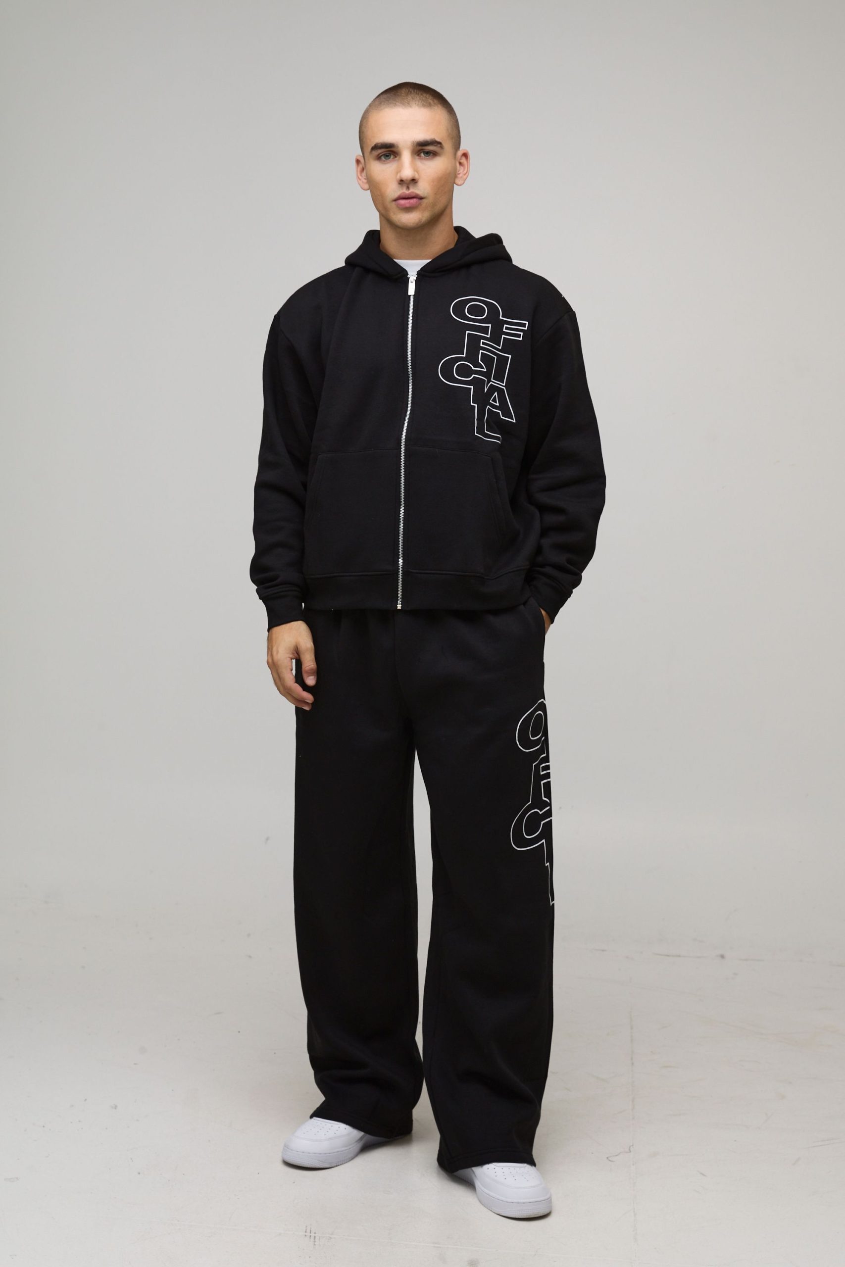 Oversized Boxy Official Outline Zip Through Hooded Tracksuit - Image 4