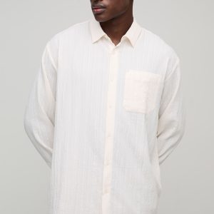 Oversized Textured Pleated Shirt