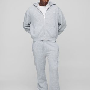 Oversized Boxy Man Script Zip Through Gusset Tracksuit