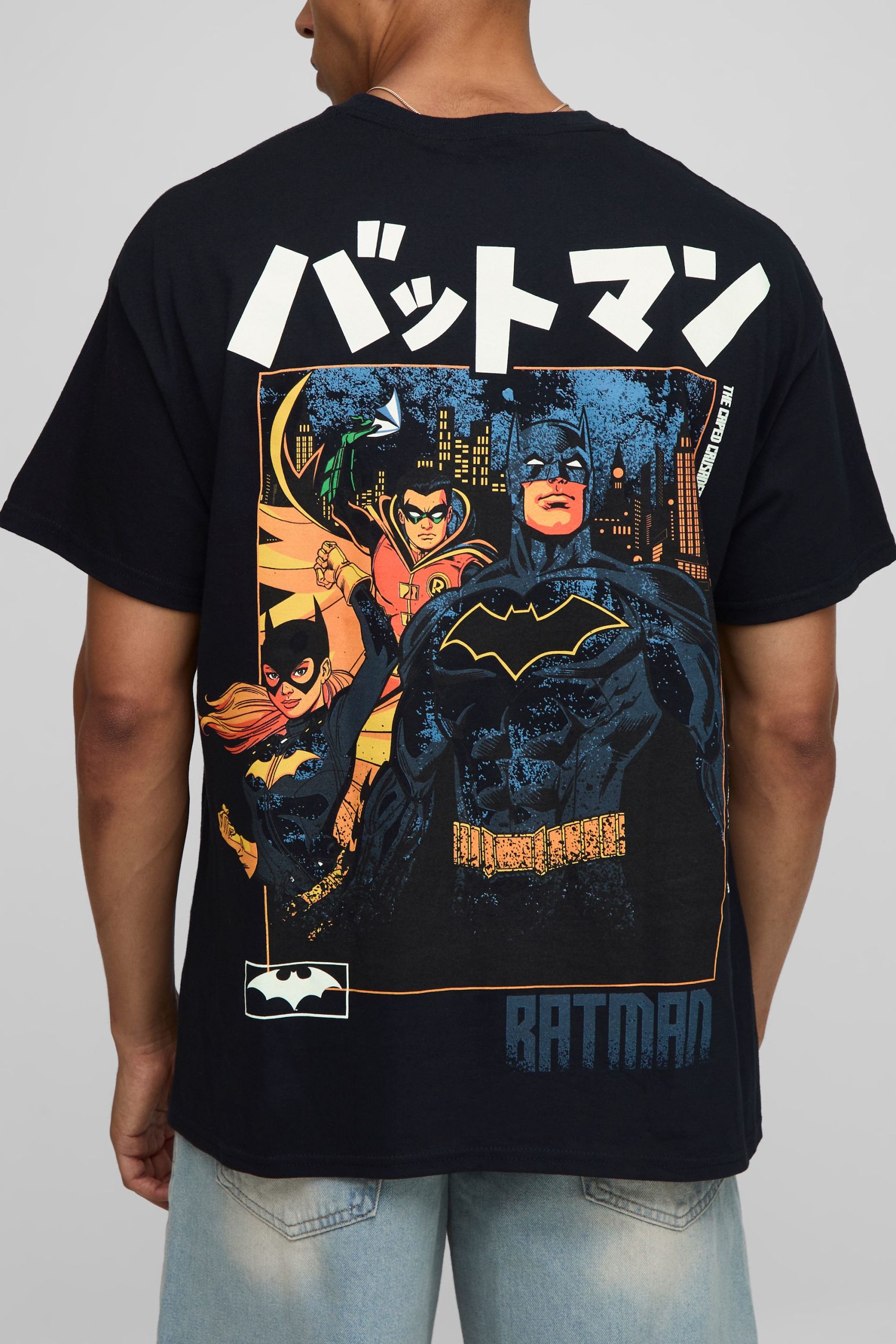 Black Oversized Batman License Printed T-Shirt